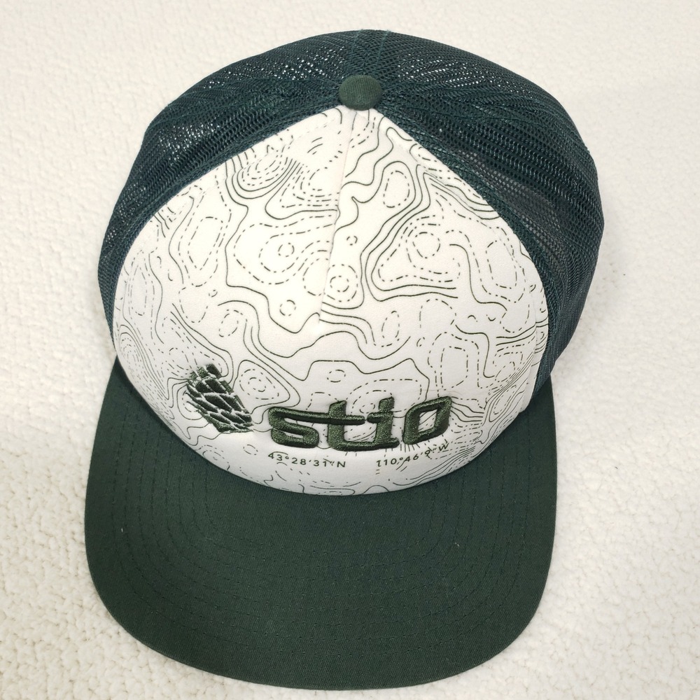 Stio Trucker Hat Mens Green Topographic Map Snapback Mesh Cap Jackson Hole - Picture 3 of 6